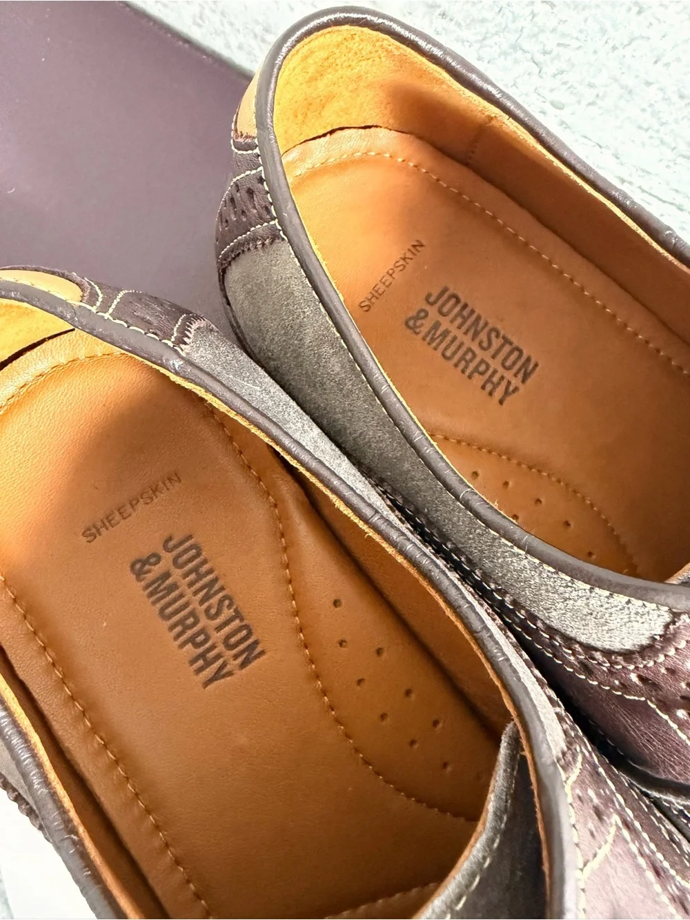Johnston & Murphy ($170) Dark Gray Suede Deep Brown Leather Wingtip Oxfords 10.5